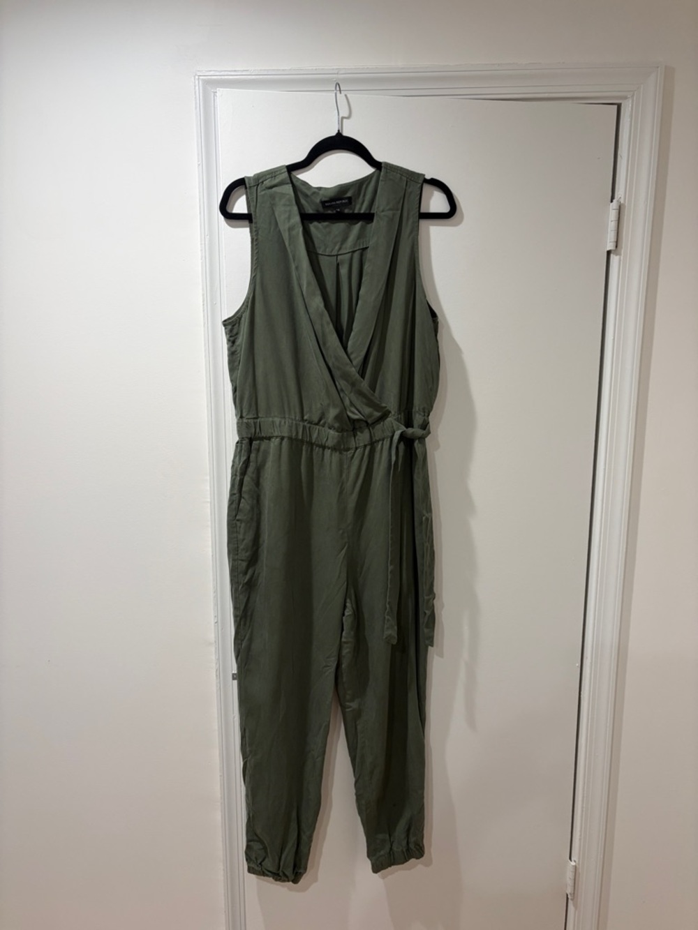 Banana Republic Olive Wrap-Front Sleeveless Jumpsuit